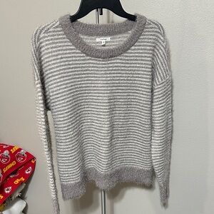 Maurices Gray and White Striped Sweater